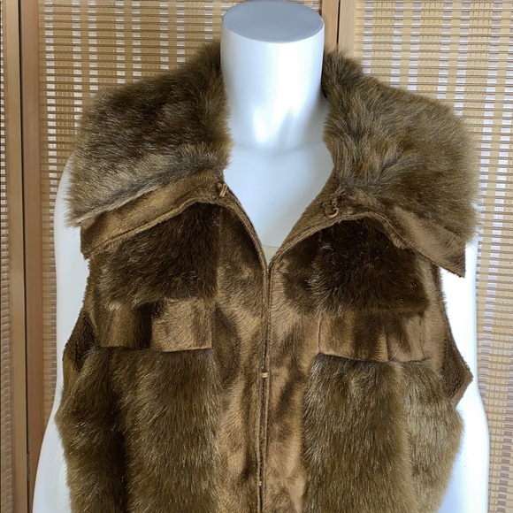 RLZ by Rachel Zoe Brown Faux Fur Vest Size Large - Picture 2 of 6